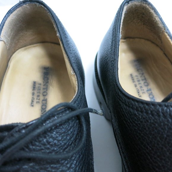 Pronto Uomo Pebbled Grained Leather Oxfords Shoes Men\'s Footwear Italy Sz 10.5